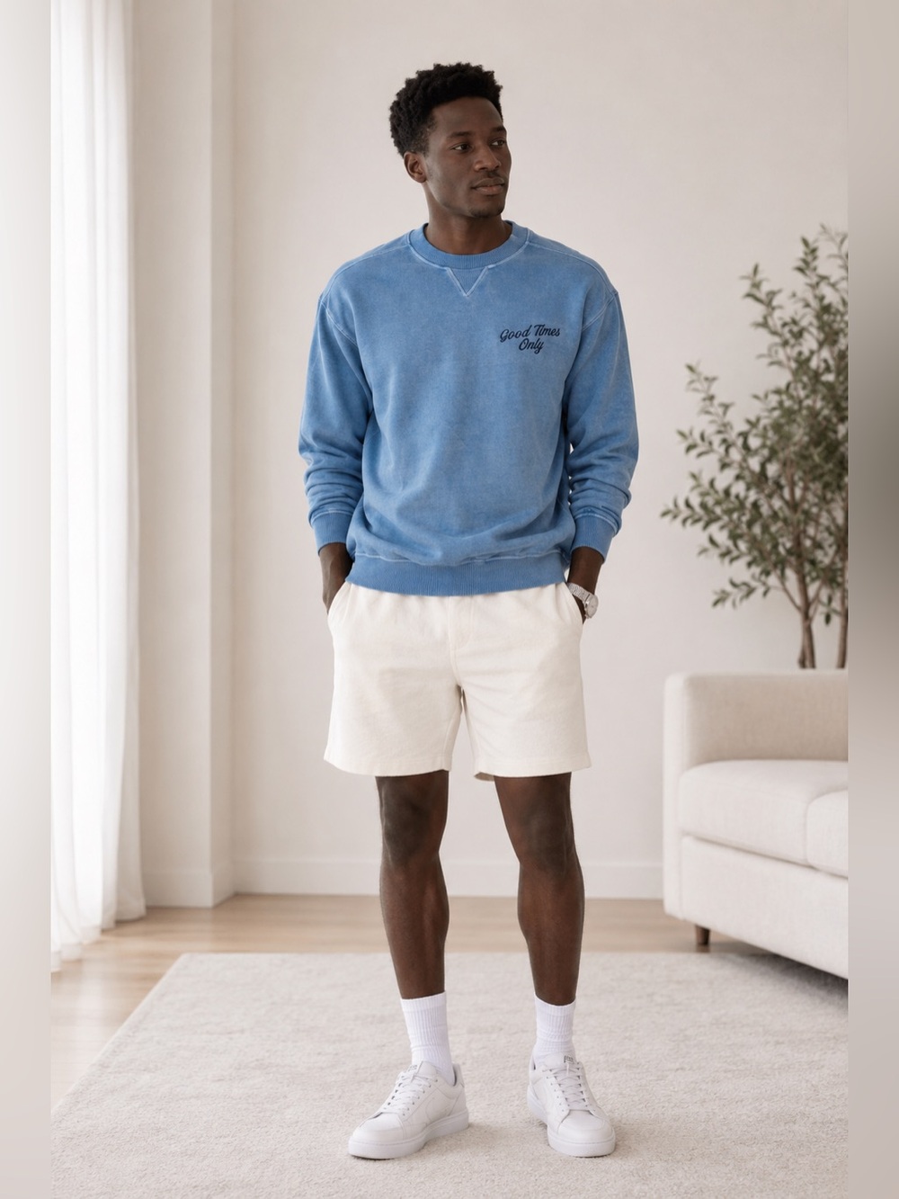 Crewneck medium fit Graphic Pullover Sweatshirt Goodfellow “Good Times Only”